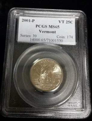 2001 P Washington Statehood Quarter - PCGS MS65 - Vermont - Image 1 of 2
