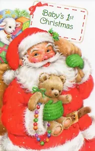 Süße 1. WEIHNACHTSKARTE FÜR 1 JAHR ALTES BABY, Weihnachtsmann Spielzeug von Gallant Grußs + ✉ - Bild 1 von 5