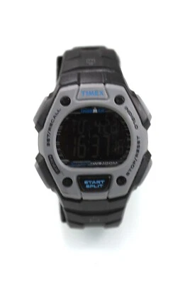 Timex Ironman Uhr Herren Schwarz Grau Plastik 100m Datum Alarm Licht Chron Quarz - Bild 1 von 4