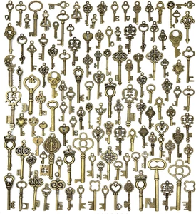 Lot of 125 Vintage Style Antique Skeleton Furniture Cabinet Old Lock Key Jewelry - Picture 1 of 7