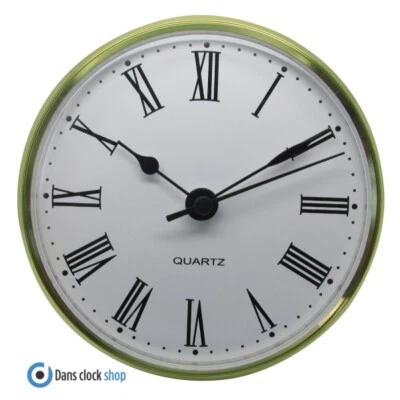 Shontek DM - 6001 Quartz Clock Inserts Gold Bezel Black Roman Numerals Clip Fit - Image 1 of 2