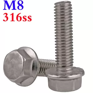 M8 316 Edelstahl gezahnte Sechskant Flanschschrauben Sechskantkopf Flanschschrauben - Bild 1 von 11