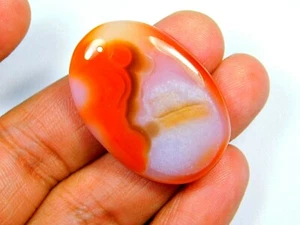 Oval Cabochon Top Front To Back Drilled Hole Natural Red Onyx Bead 39x27x6MM - Picture 1 of 3