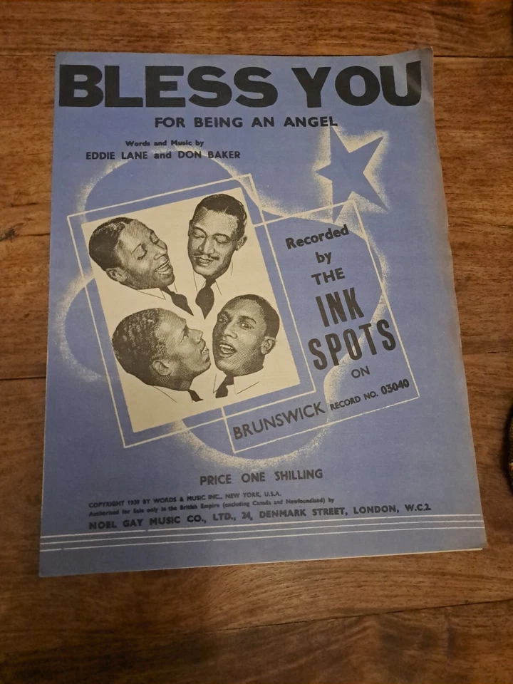 Original Sheet Music "Bless You" Recorded by " The Ink Spots"  - Image 1 of 1