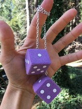 Lavender & White Fuzzy Dice! New Product Car or Truck Hand Made in USA Purple