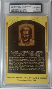 RALPH KINER AUTOGRAFI STORICI ARTE DEL BASEBALL AUTOGRAFATA CARTOLINA HOF PSA /41 - Foto 1 di 2