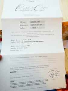 Patek Philippe Nautilus 3800 Certificate Of Origin Blank Undated 3802  001 OEM - Picture 1 of 4