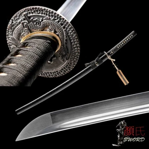 Espada Dragón Negro Tsuba Acero al Carbono Japonés Agudo Samurai Katana Corte Bambú - Imagen 1 de 12