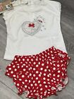 Ido Girls Shorts Top Outfit Set Red White Polkadot Bear Boutique 9-12 Months New