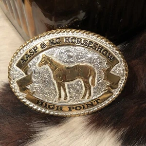Crumrine AASP & RC HORSESHOW HIGH POINT Champion Trophäe Gürtelschnalle Made in USA - Bild 1 von 5