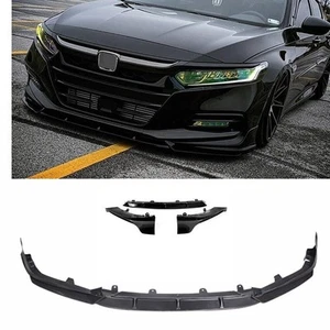 Gloss Black Front Bumper Spoiler Lip Splitter For 2018-20 10th Gen Honda Accord - Imagen 1 de 10