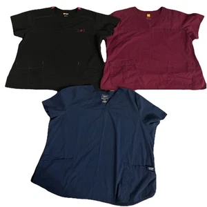 Wonderwink WonderFlex Patience Curved Notch & Cherokee Scrub Tops LOT 3 3XL EUC - Picture 1 of 17