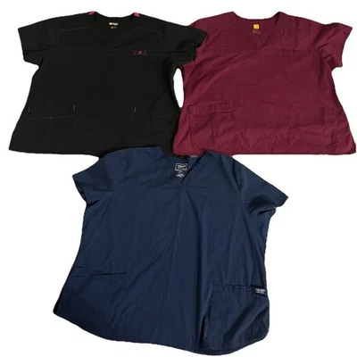Wonderwink WonderFlex Patience Curved Notch & Cherokee Scrub Tops LOT 3 3XL EUC - Image 1 of 4