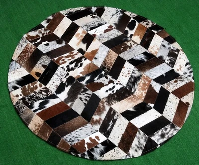 Cowhide Round Patchwork Carpet Handmade Cowhide Carpet  (36"x36")Home Décor 5875 - Image 1 of 4