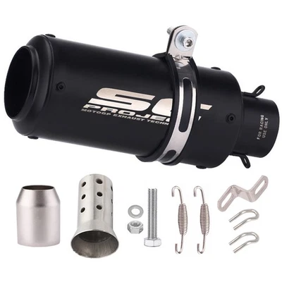 Slip-on 51mm 2" Universal Motorcycle Exhaust Muffler Pipe Tail Tips Black - Image 1 of 4