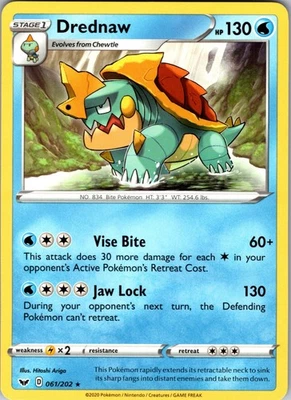 Drednaw 061/202 Rare Regular SWSH01: Sword & Shield Base Set NM - Image 1 of 2