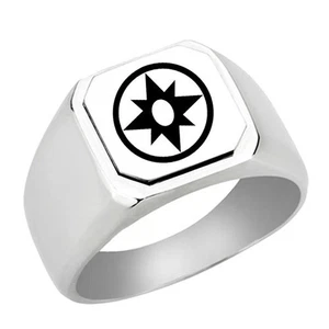 Star Sapphire Lantern Stainless Steel Signet Ring Engraved, Stainless Steel M... - Picture 1 of 4