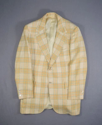 Traje de ocio vintage chaqueta para hombre 40 L amarillo a cuadros Lord Taylor Blazer Rockabilly Foto 1 de 4
