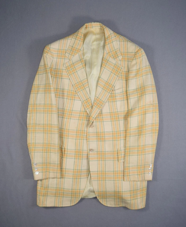 Винтажный Leisure костюм куртка мужская 40 L желтый клетку Lord Taylor Blazer рокабилли - Изображение 1 из 4