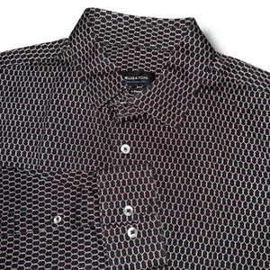 BUGATCHI OoohCotton Shirt Men XL Black Pattern Tech 8-Way Stretch L/S Button Up - Picture 1 of 4