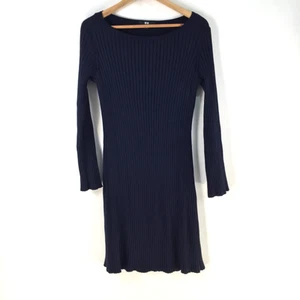 uniqlo womens knit jumper dress size M navy blue long sleeve boat neck 114674 - Picture 1 of 9