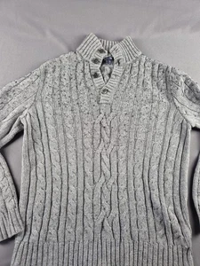 GAP Chunky Cable Knit Jumper Mens Large Pullover Wool Jumper High Collar - Picture 1 of 9