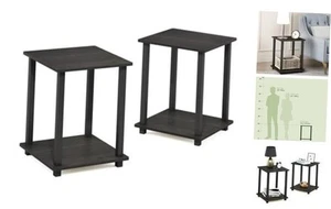 Semplistic Set di 2 Tavolini da Fine, Espresso/Nero - Foto 1 di 6
