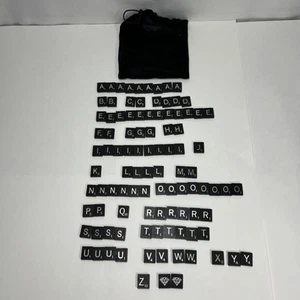 Scrabble Diamond Anniversary Edition Replacement Black Tiles Letters 97 w/ Bag - Picture 1 of 4