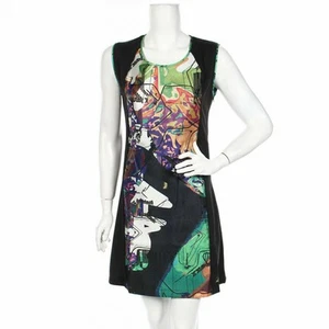 Desigual Damen Shift Kleid Knielang Schwarz Geometrisch Ae7 Größe XS EU 36 - Bild 1 von 5