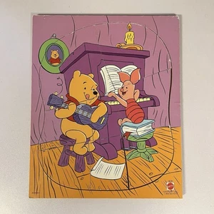 Vintage Mattel Winnie the Pooh Playing Guitar/Piglet Playing Piano Wooden Puzzle - Picture 1 of 1