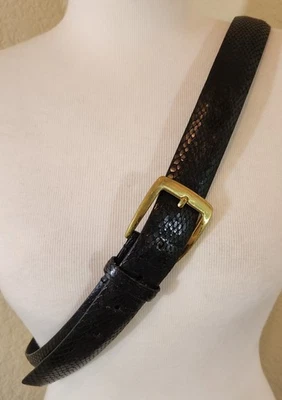 Cinturón de cuero de vaca de grano completo importado negro talla 38 piel de serpiente Foto 1 de 4