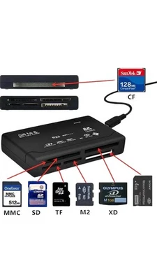 High Speed Portable Multiple Memory 7-in-1 USB 3.0 XD CF MS SD MMC Card Reader - Image 1 of 4