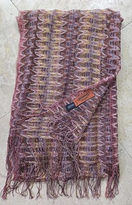 Bufanda Chevron Missoni Orange Label Mujer Tejido Abierto Flecos Rosa Multi 70"x14". - Imagen 1 de 5