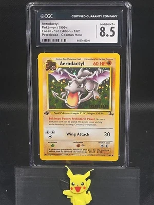 CGC 8.5 Aerodactyl Fossil 1st Edition Cosmos Holo 1/62 Prerelease Pokemon Card - Image 1 of 2