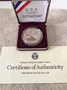 U.S. Mint 1988 Olympic Coins Proof Silver Dollar - Picture 1 of 5