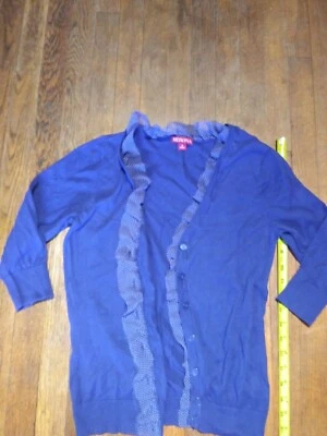 Cárdigan para mujer Merona azul brillante manga 3/4 botón delantero con volantes a lunares  Foto 1 de 4