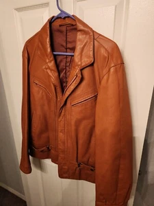 Korean Womens Premium Leather Jacket Brown Lightweight Size 40 - Picture 1 of 11