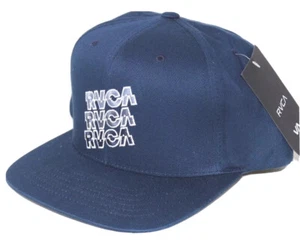 Men's / Boy's RVCA Navy Snap Back Peaked Cap. One Size. NWOT, RRP $39.99. - Foto 1 di 2