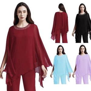 Women Chiffon Cardigan Shiny Round Neck Tank Top with Cape Sleeve Overlay Party - Picture 1 of 27