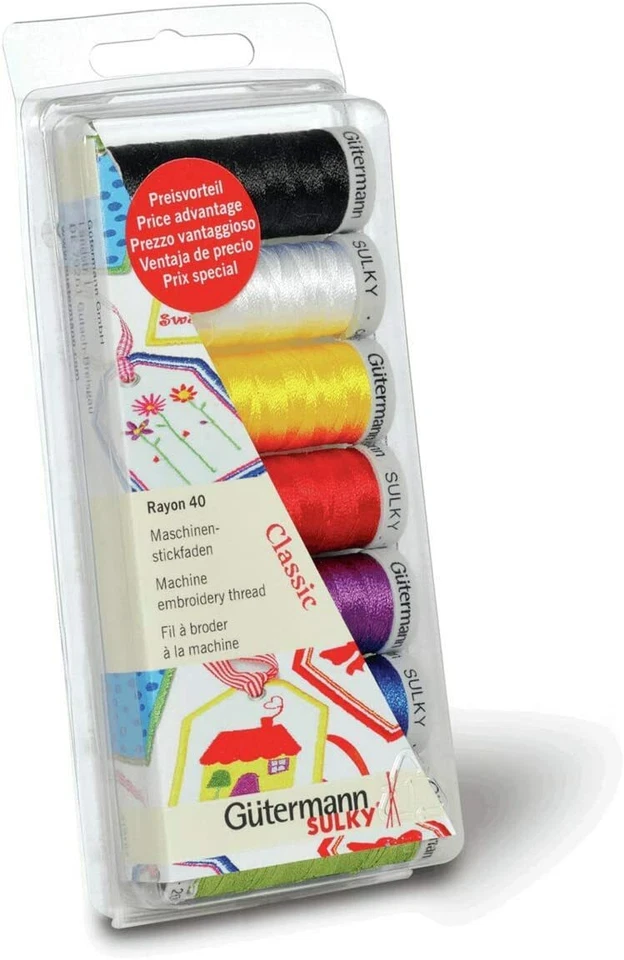 Guterman Embroidery Sewing Thread Boxset Kit Rayon 40 7 x 200m Assorted Colours - Image 1 of 1