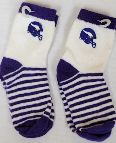 NFL Minnesota Vikings Children Socks Size: 4-5 1/2 (2 Pair) New Cover