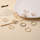 10pcs/set Women Sweet Crystal Leaf Flower Moon Star Pearl Ring Jewelry Geome*gj