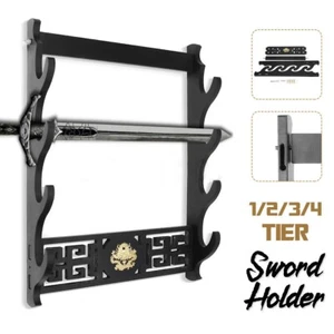 Soporte de espada samurai de madera Katana Tanto Rack patrón de dragón 1 ~ 4 niveles - Imagen 1 de 12