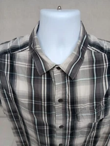 COLUMBIA MENS LARGE GRAY PLAID VENTED SHORT SLEEVE FISHING OUTDOORS BUTTON SHIRT - Picture 1 of 12