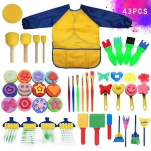 43 Pièces Éponge Brosses de Peinture Enfant Outils Peinture Kit Apprentissage - Picture 1 of 5