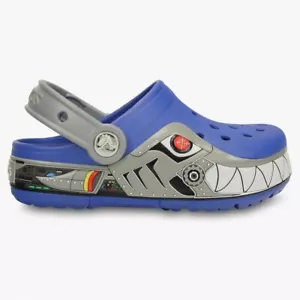 Crocs Kids Croclights ROBOSHARK Light Up Clogs Lights Work Size C9 Blue - Picture 1 of 8
