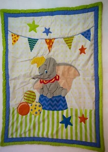 Disney Dumbo Baby Quilt Crib Nursery Blanket Authentic 30x40 Elephant Cartoon - Picture 1 of 2