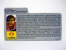 GI Joe Saw Viper File Card Vintage Action Figure Accessory Part 1990