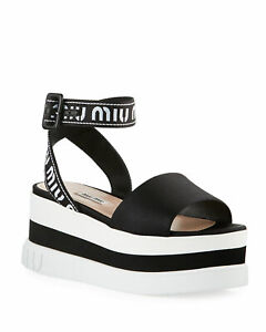 Miu Miu Satin Platform Chunky-Wedge Sandals Size 35 MSRP: $700