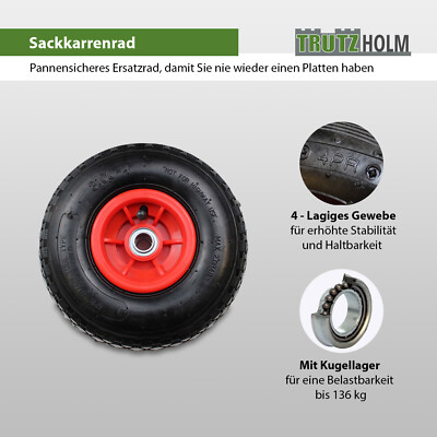4 Stück Decke Reifen 3.00-4 260x85 Stollenprofil 4PR Bollerwagen Sackkarre
